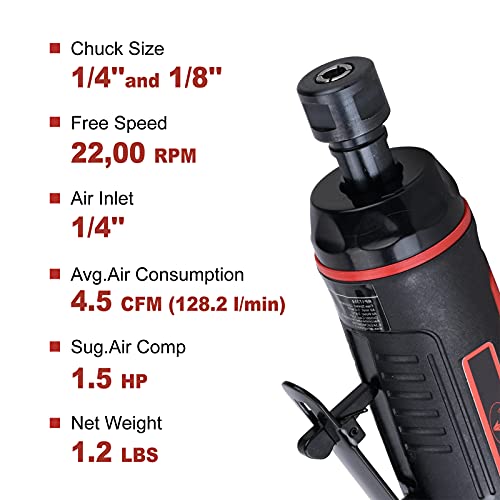 AEROPRO TOOLS 1/4-Inch Mini Air Straight Die Grinder AP17314 with 1/4 collect, 22000 RPM - Image 3