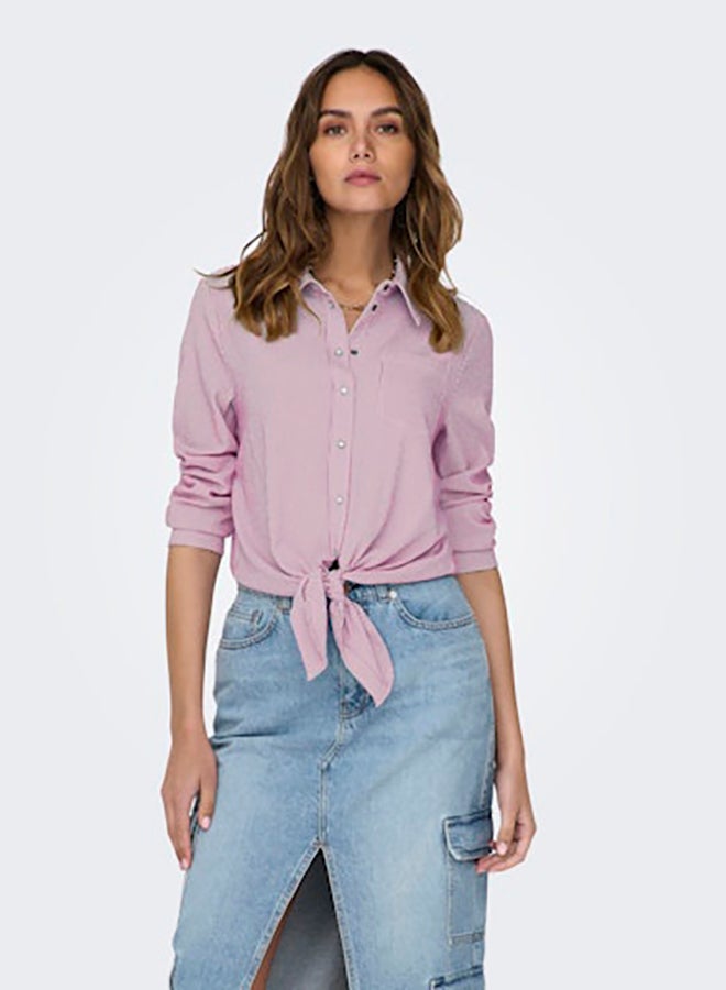 ONLY ONLY Womens Lecey Longsleeve Knot Shirt Woven  - Image 1