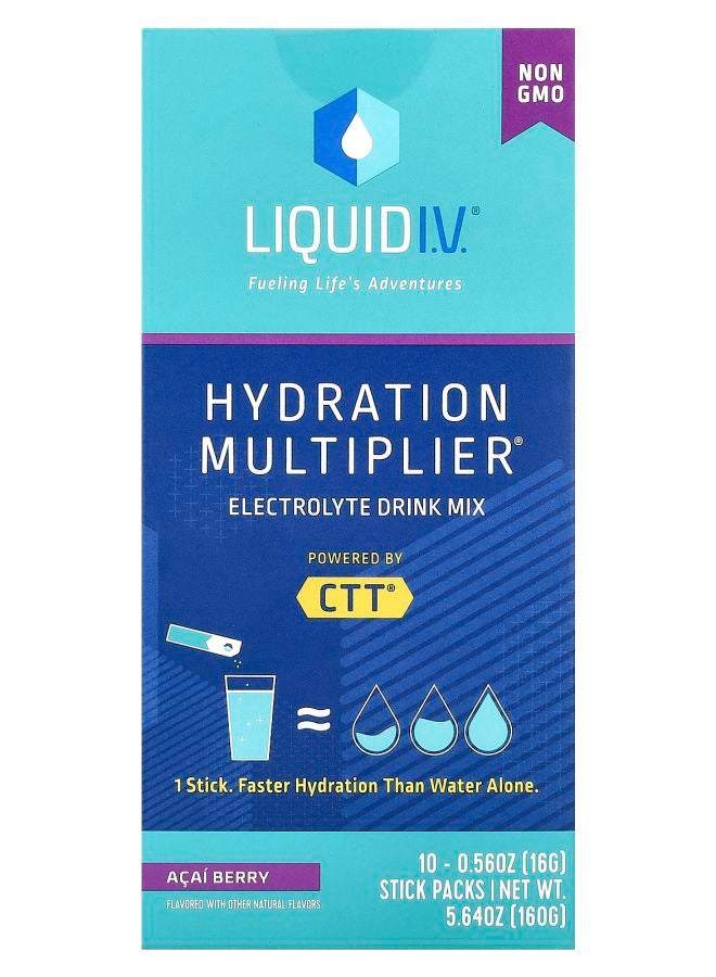 Liquid I.V. مشروب إلكتروليت مضاعف الترطيب نكهة توت الأكاي 10 عبوات 0.56 أونصة (16 جرام) لكل منها