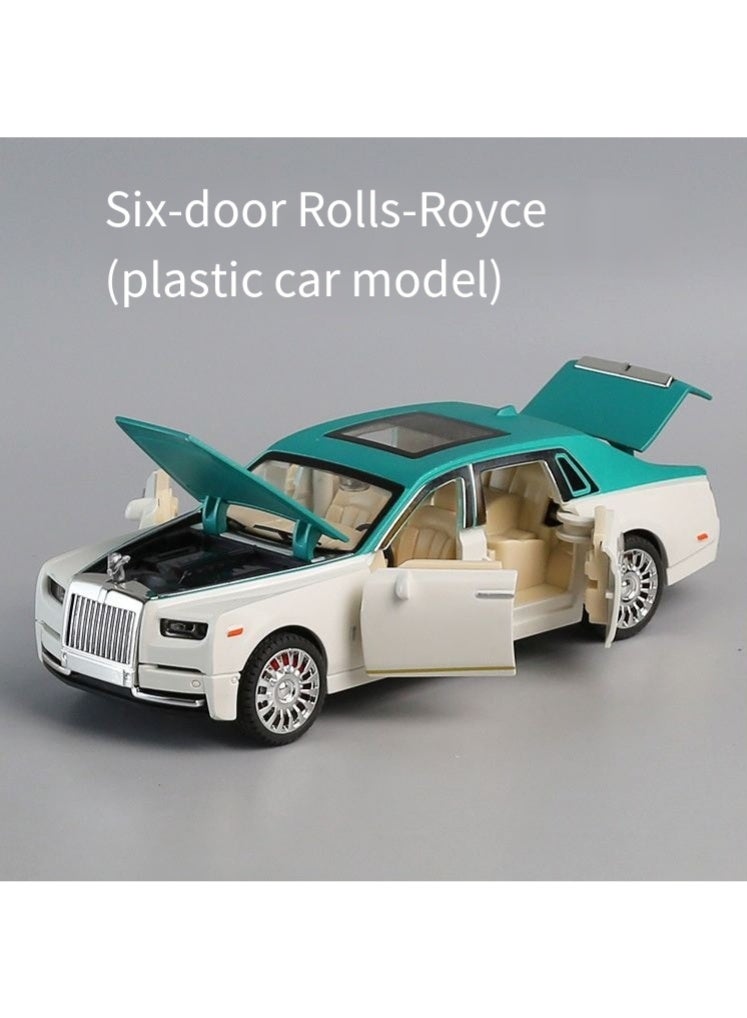 كيو زد سيارة رولز رويس فانتوم من ماركة QZ، موديل فاخر، باللونين الأزرق والأبيض - بتفاصيل رائعة، وتصميم فريد، وخاصية موسيقى تعمل باللمس. الأبعاد: ١٦.٥ × ٦ × ٤.٨ سم. مناسبة لألعاب السيارات للأطفال. - Image 4