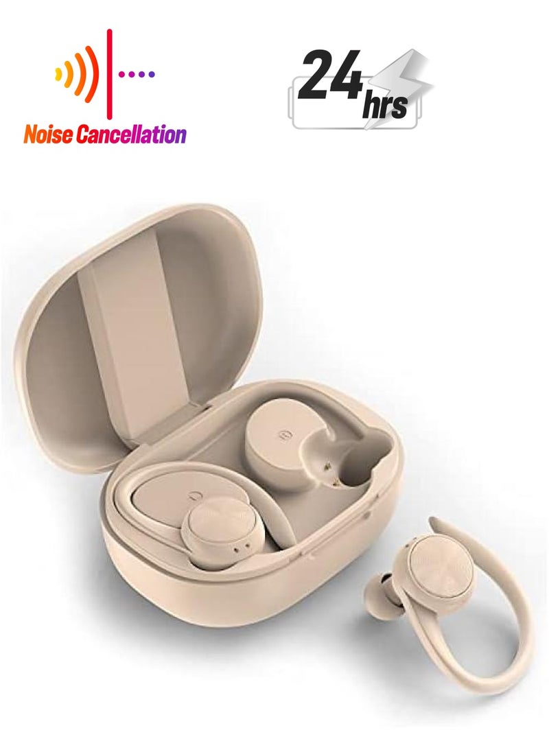 Generic Wireless Earbuds with Earhooks Bluetooth Earbuds with Ear Hook Sport Waterproof Headphones Noise Cancelling Ear Buds with Microphone Running Workout Gym Earphones LED Power Display for Android iOS  - Image 1