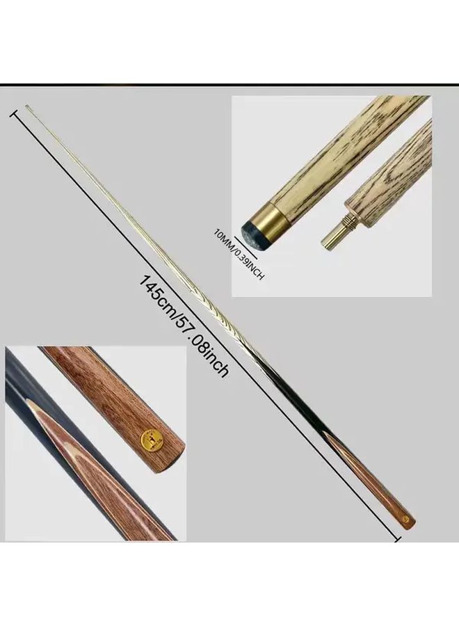 1 2 Split Design Wood Pool Cue Stick 10mm Head English Billiards Rod With Black And Golden Design Half Body Break Portable Durable For Tournaments Practice Compatible With Standard Pool Tables - Image 2