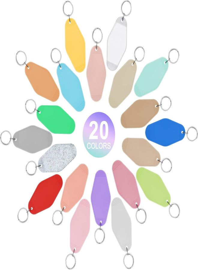 40 PCS Hotel Keychain Blank with Key Rings, 20 Colors Plastic Rhombus Motel Keychain for DIY Keychain and Luggage Tag - Image 2