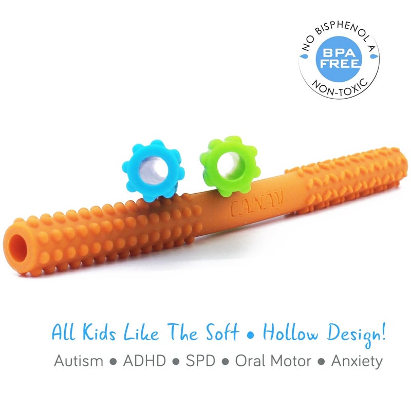 CANAY Hollow Chew Tubes Sensory Chew Toys for Autistic Children(2 Pack), Alt. to Chew Necklaces for Sensory Kids, Teething, Oral Motor Stimulation, ADHD, SPD - Image 3