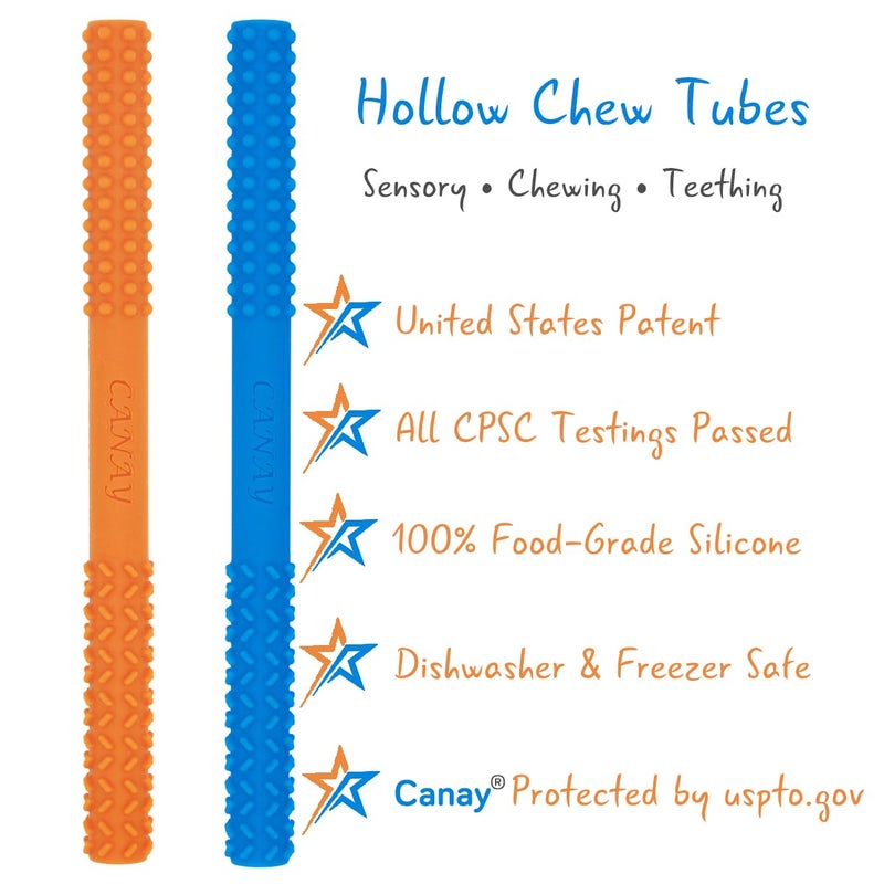 CANAY Hollow Chew Tubes Sensory Chew Toys for Autistic Children(2 Pack), Alt. to Chew Necklaces for Sensory Kids, Teething, Oral Motor Stimulation, ADHD, SPD - Image 2