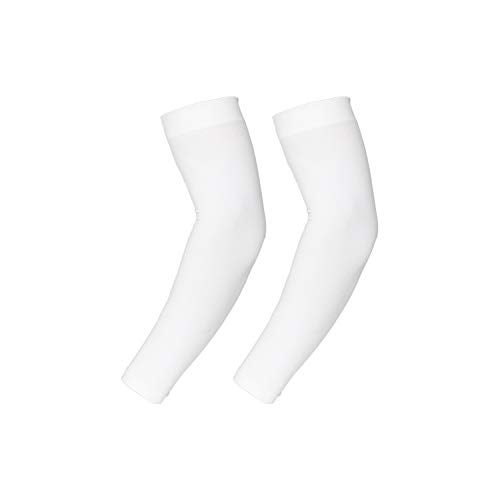 Eutuxia UV Sun Protection Compression Cooling Arm Sleeves, 1 Pair, Men & Women, Anti-Slip, Ideal for All Hiking Running Football Basketball Sports, Outdoor Activities & Indoor, White - Image 1