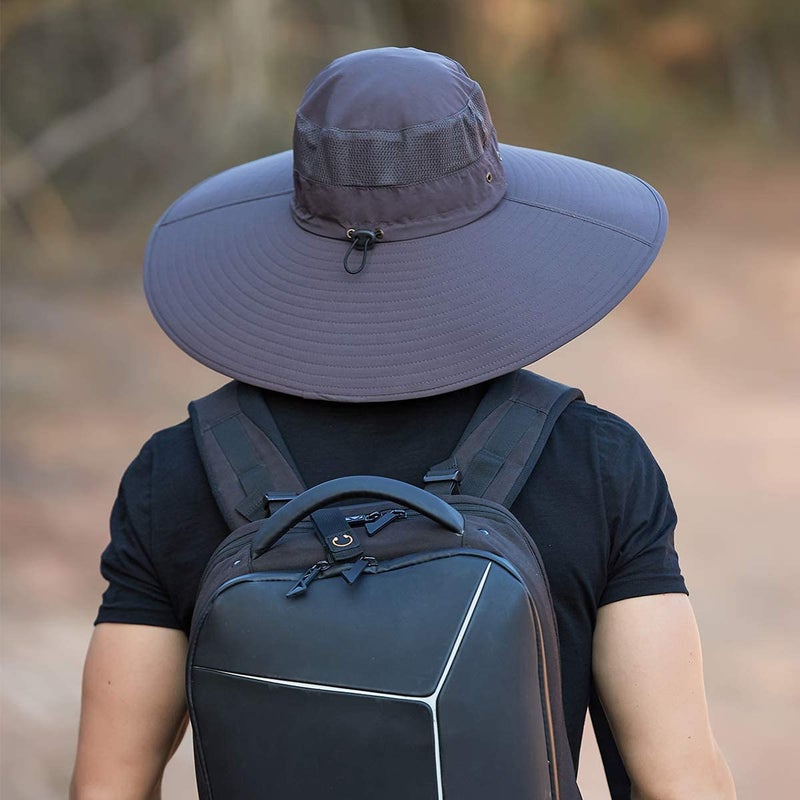Leotruny Super Wide Brim Bucket Hat UPF50+ Waterproof Sun Hat for Fishing Hiking Camping (C02-Dark Gray) - Image 3