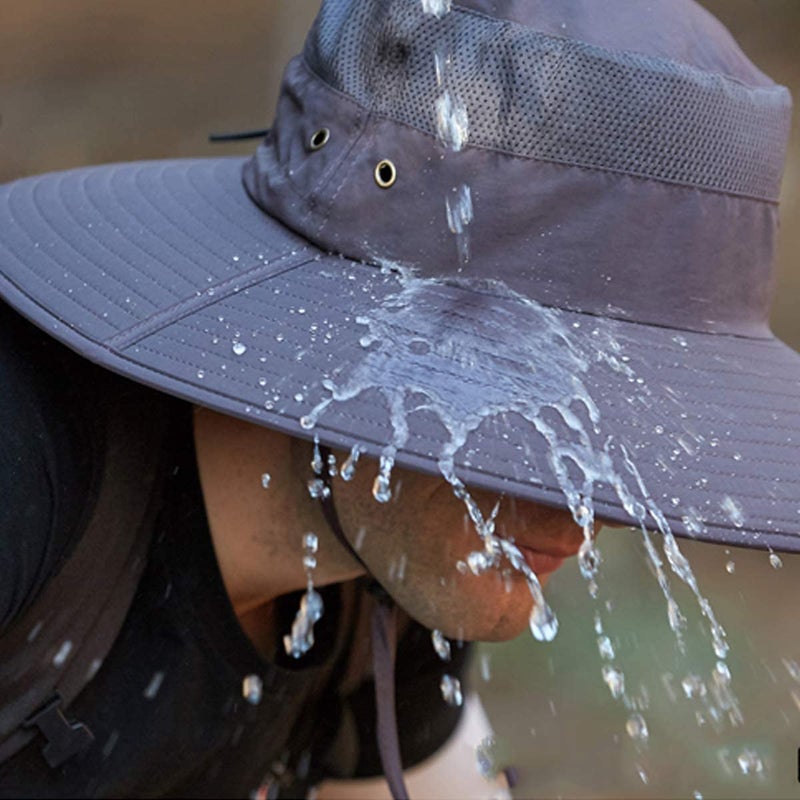 Leotruny Super Wide Brim Bucket Hat UPF50+ Waterproof Sun Hat for Fishing Hiking Camping (C02-Dark Gray) - Image 4