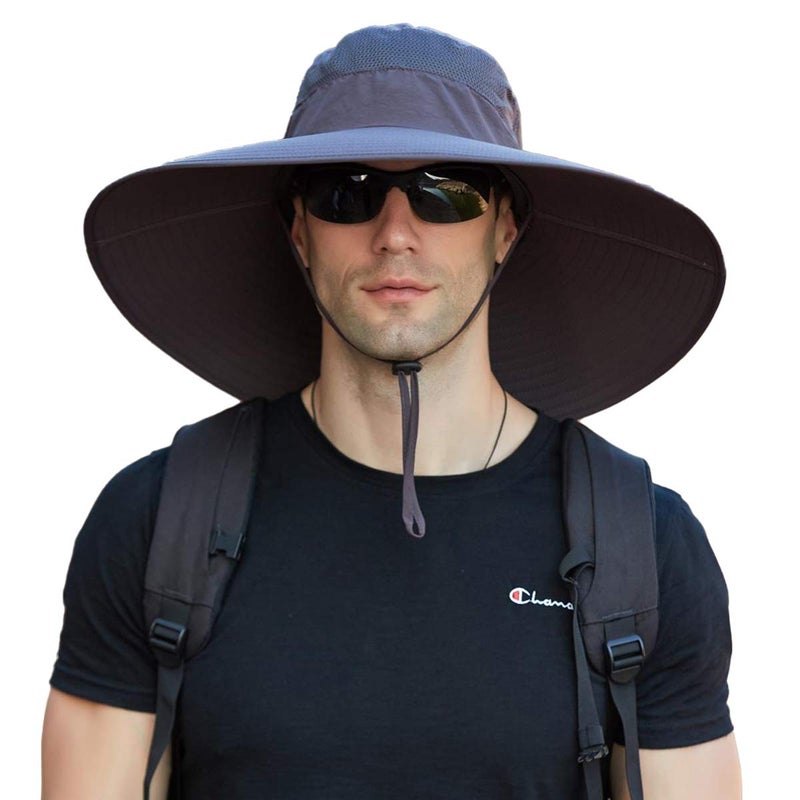 Leotruny Super Wide Brim Bucket Hat UPF50+ Waterproof Sun Hat for Fishing Hiking Camping (C02-Dark Gray) - Image 1