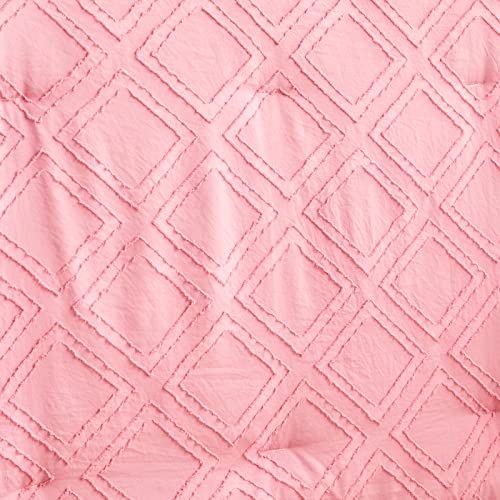 Uozzi Bedding Tufted Ruffle Crib Bedding Set 3 Pieces Baby Boho Quilted Comforter with Fitted Sheet and Bed Skirt - Cute Ruffled Shabby Chic Baby Bedding Soft Blanket Design Pink - Image 4