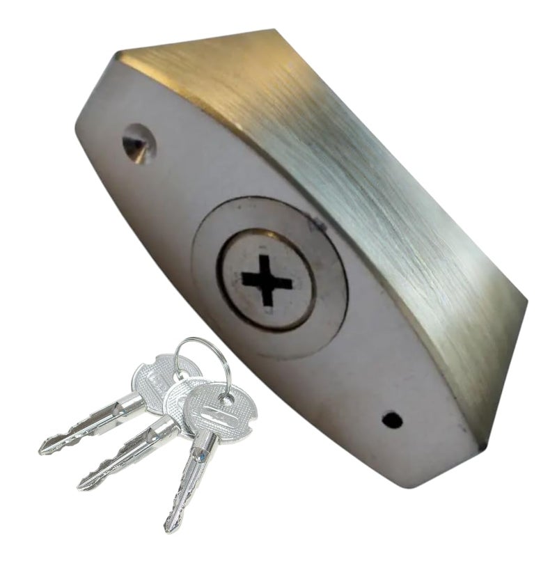 Metal Security Lock, 63 mm, with Key Set, Silver - Image 2