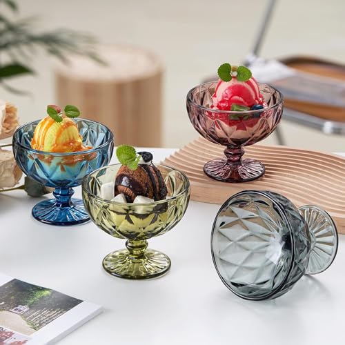 WRINGO 300 ML Mix Color Ice Cream Glasses Cups Dishes for Desserts, Milkshake,Fruit and Pudding Glass Serving Bowls, Perfect for Home, Restaurants and Parties Dishwasher Safe (Set of 6) (WR-08) - Image 2
