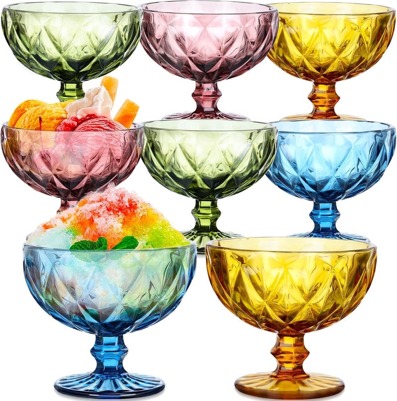WRINGO 300 ML Mix Color Ice Cream Glasses Cups Dishes for Desserts, Milkshake,Fruit and Pudding Glass Serving Bowls, Perfect for Home, Restaurants and Parties Dishwasher Safe (Set of 6) (WR-08) - Image 1