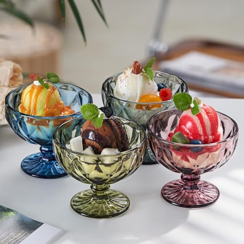 WRINGO 300 ML Mix Color Ice Cream Glasses Cups Dishes for Desserts, Milkshake,Fruit and Pudding Glass Serving Bowls, Perfect for Home, Restaurants and Parties Dishwasher Safe (Set of 6) (WR-08) - Image 4
