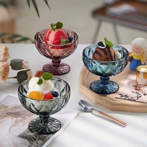 WRINGO 300 ML Mix Color Ice Cream Glasses Cups Dishes for Desserts, Milkshake,Fruit and Pudding Glass Serving Bowls, Perfect for Home, Restaurants and Parties Dishwasher Safe (Set of 6) (WR-08) - Image 3