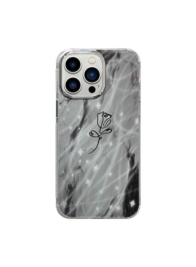 erorex For iPhone 13 Pro Max Cooling Flash Feather TPU + PC Phone Case(Brief Rose) 