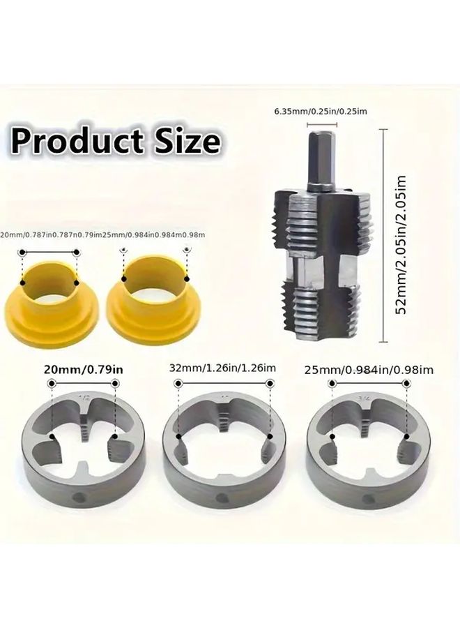 8 Pcs Plastic Pipe Thread Tap Set For Electric Drill PVC Water Pipe Threading Tool - Image 2