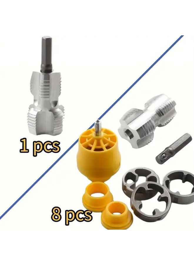 8 Pcs Plastic Pipe Thread Tap Set For Electric Drill PVC Water Pipe Threading Tool - Image 1