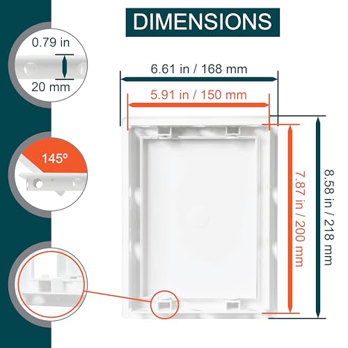 ECOPRO VENT 6" x 8" White Plastic Access Panel. Service Shaft Door Panel. Plumbing, Electricity, Heating, Alarm Wall Access Panel for Drywall. Bathroom Services Access Hole Cover. (6" x 8") - Image 2
