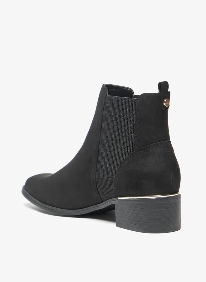 Celeste Women's Solid Slip-On Ankle Boots with Gusset and Block Heels