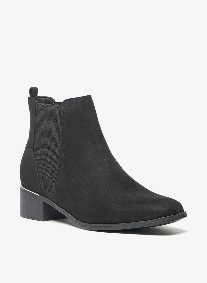 Celeste Women's Solid Slip-On Ankle Boots with Gusset and Block Heels