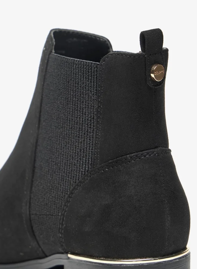 Celeste Women's Solid Slip-On Ankle Boots with Gusset and Block Heels