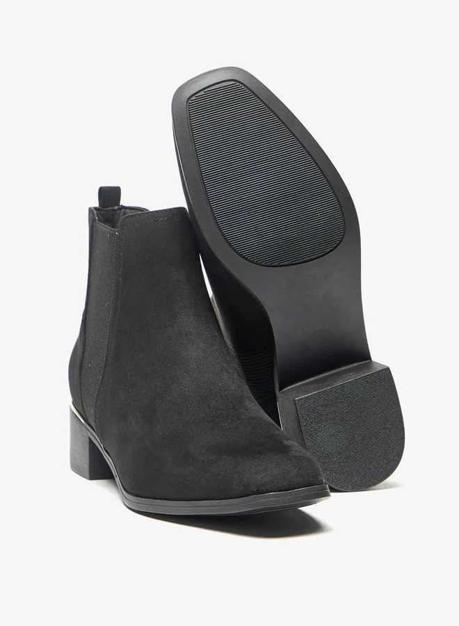 Celeste Women's Solid Slip-On Ankle Boots with Gusset and Block Heels