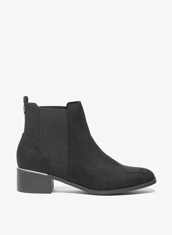 Celeste Women's Solid Slip-On Ankle Boots with Gusset and Block Heels