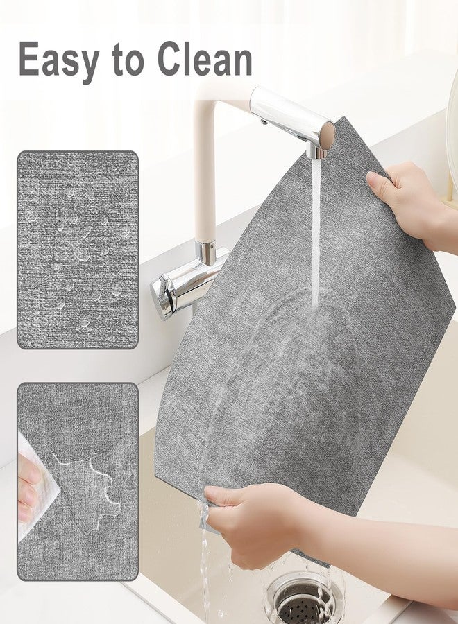 Homaxy Round Table Placemats Set of 6, Washable Wedge Shaped Faux Leather Table Mats, Wipeable Kitchen Dinner Place Mats for Indoor Outdoor, Light Grey - Image 4