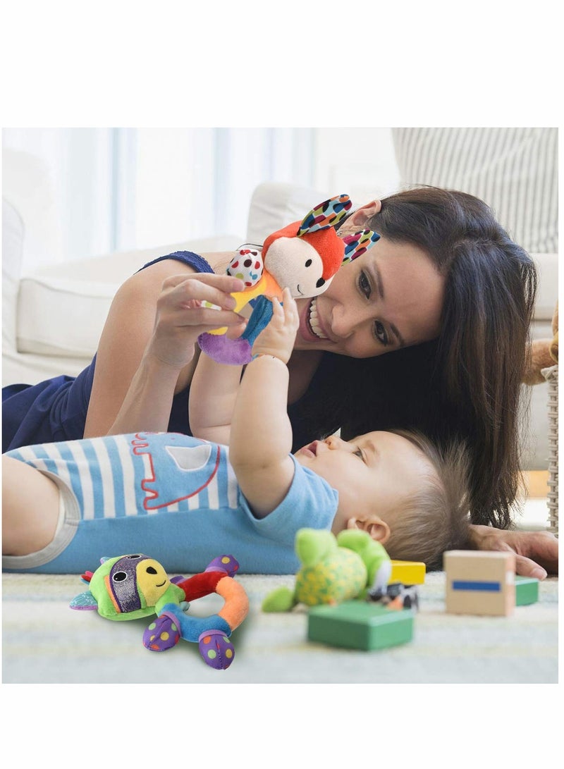 KASTWAVE Baby Rattles Baby Hand Ringing 2Pcs Baby Grabs The Bell Plush Toys Girl Boy Learning Toy Newborn Soft Handbell Grab Shaker Crinkle Squeaky Sensory Travel Accessories for 0 3 6 9 12 Months Old - Image 5