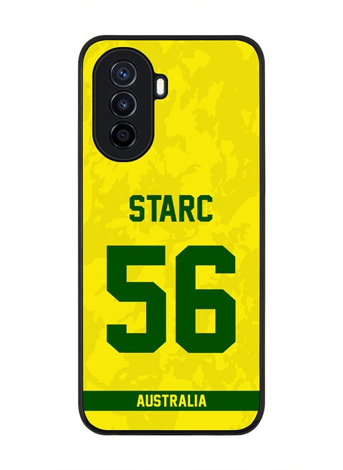 Rugged Black Edge Case for Huawei Nova Y70 , Slim fit Soft Case Flexible Rubber Edges Thin Cover - Player Name - Mitchell Starc, Jersey Number- 56
