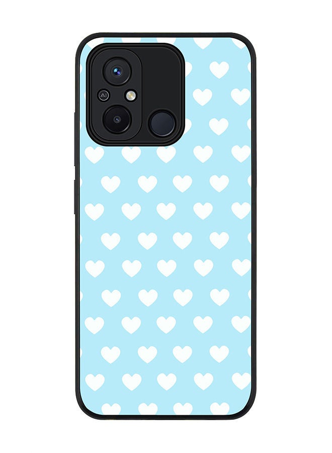 Stylizedd Rugged Black edge case for Xiaomi Redmi 12C 4G, Slim fit Soft Case Flexible Rubber Edges Anti Drop TPU Gel Thin Cover -  Baby Blue Hearts - Image 1