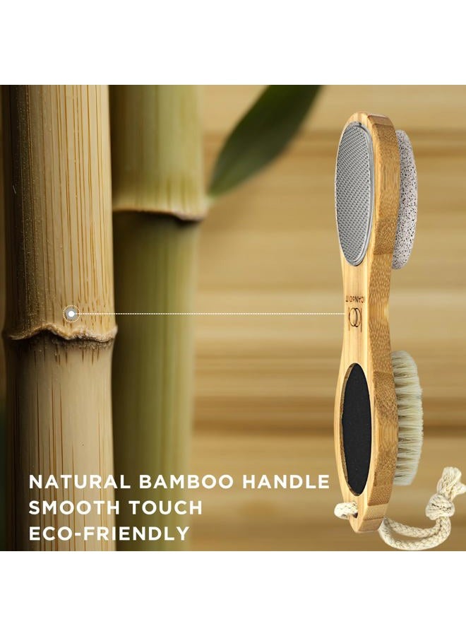 ICDI ICANdOIT ICANdOIT-2 عبوات من مبرد القدمين الطبيعي من الخيزران لإزالة الكالو - مجموعة باديكير متعددة الاستخدامات 4 في 1 مع فرشاة شعر الخنزير، حجر الخفاف، مبرد القدم، ورق صنفرة - Image 3