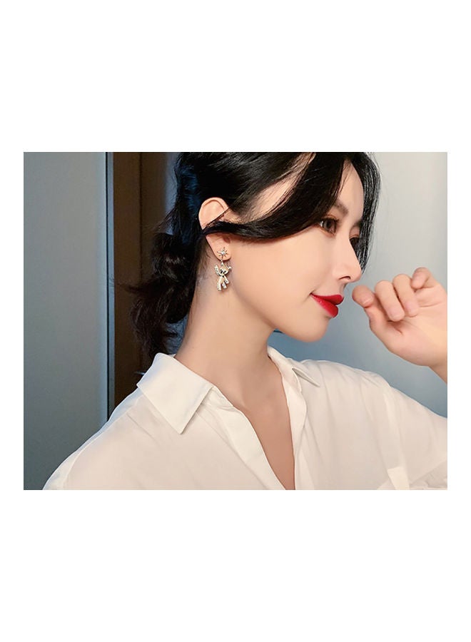 J.J Hand made 925 Sterling Silver Eight Pointed Star Cute Opal Bear Earrings - Image 4