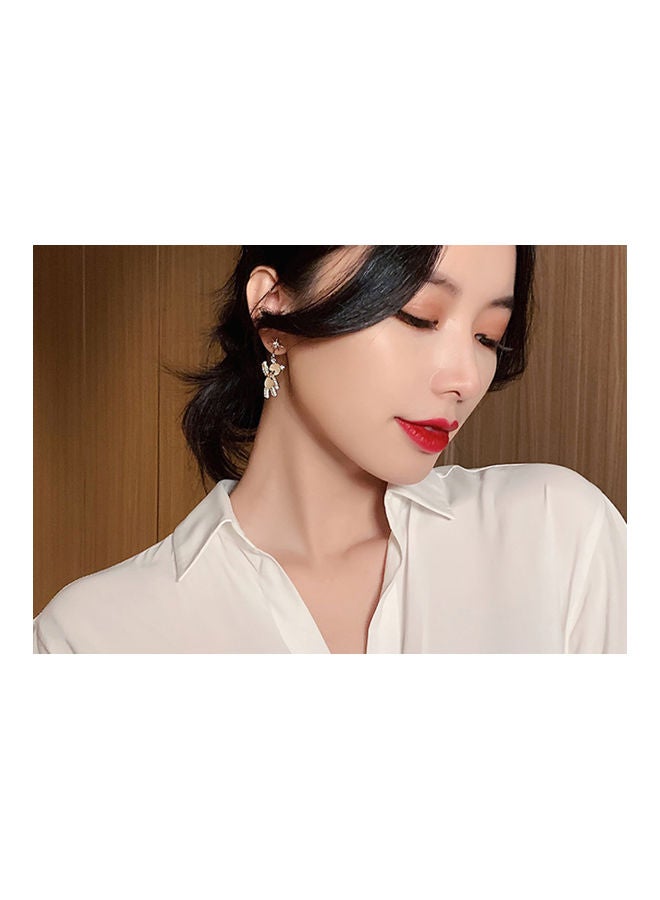 J.J Hand made 925 Sterling Silver Eight Pointed Star Cute Opal Bear Earrings - Image 3