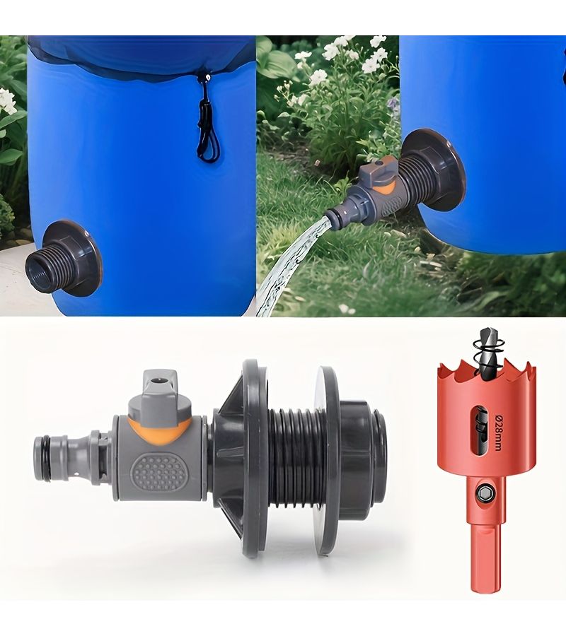 3 Pieces PVC IBC Bucket Adapter Kit with Hole Punch Rain Barrel Connector Set - Image 5
