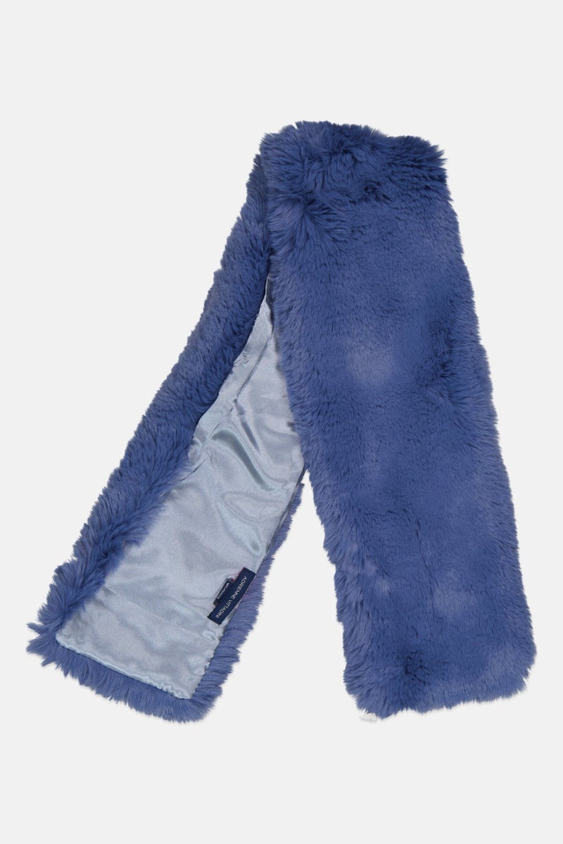 ADRIENNE VITTADINI وشاح نسائي من الفرو الصناعي بحجم 120 × 15 سم، لون أزرق مائل إلى الأخضر - Image 2