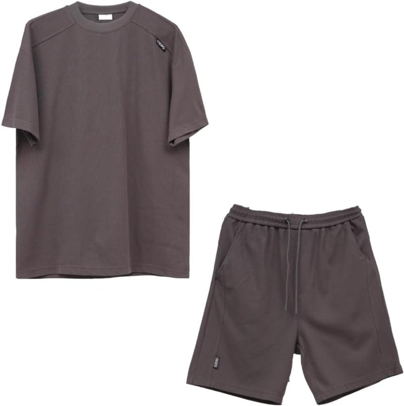 Cedro Men's Oversize Logo Tee & Shorts Set in Black - Image 1