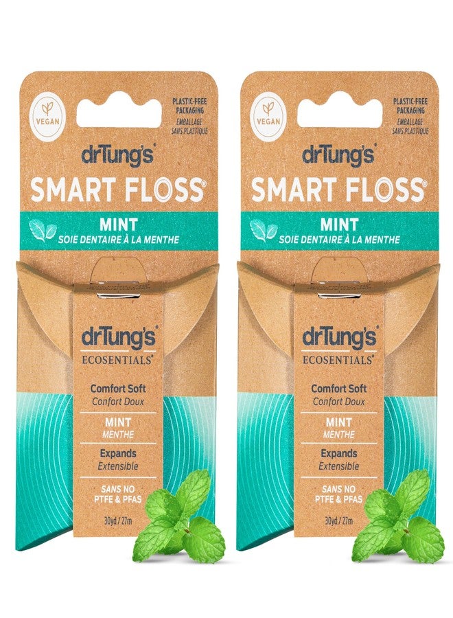 drTung's Smart Floss Mint for Teeth - Natural Expanding Dental Floss, Gentle on Tooth & Gums, Expands & Glides, PTFE & PFAS Free, Certified Organic Mint Essential Oils - Pack of 2 - Image 1