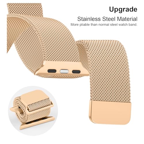 Meliya Metal Strap Compatible with Apple Watch Series 9 8 7 41mm /Series 3 38mm /Series 6 5 4 SE 40mm, Milanese Loop Replacement Metal Mesh Wristband for iWatch Bands Women Men, - Image 2