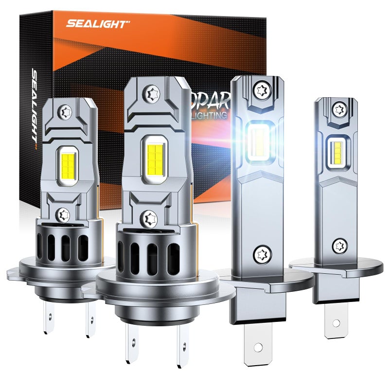 SEALIGHT S2S H1 H7 Light Bulbs Combo 140000LM Super Brighter 6500K Pure White H1 H7 LED Fog Bulbs 70K Hours Lifespan Replacement Shift Light Gauges 4Pack for PowersportsATV Lamps - Image 2