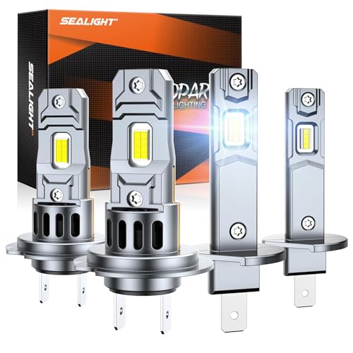 SEALIGHT S2S H1 H7 Light Bulbs Combo 140000LM Super Brighter 6500K Pure White H1 H7 LED Fog Bulbs 70K Hours Lifespan Replacement Shift Light Gauges 4Pack for PowersportsATV Lamps - Image 1