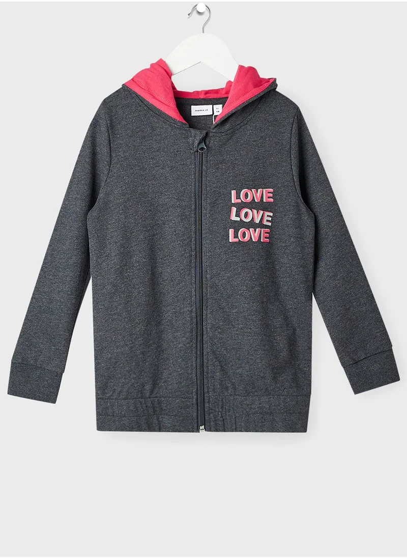 NAME IT Kids Slogan Print Hoodie