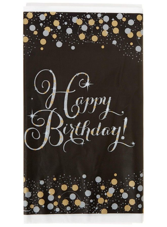 Amscan Sparkling Celebration Plastic Table Cover 54" X 102" ; Black ; 1 Pc - Image 2