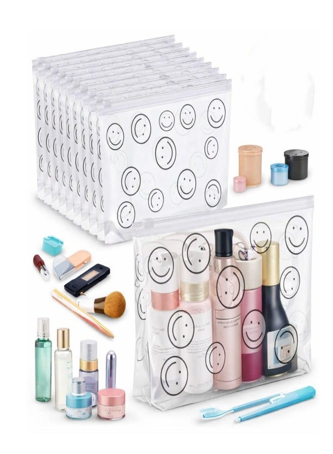 Pristu Clear Makeup Bags Bulk Cosmetic Bags with Zippers Travel Toiletry Pouch for Women Men Portable Waterproof PE Pouch Fit Airport Airline Compliant (10) - Image 1