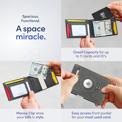 TRAVANDO AirTag* Wallet Mens Wallet with Money Clip Air Tag Wallet Card Holder RFID Blocking Bifold Gifts for Men - Image 4