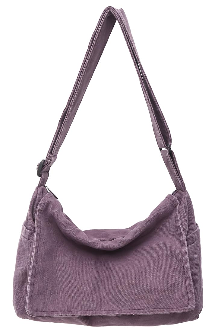 Collsants Messenger Bag for Women Men Satchel Bag Canvas Crossbody Shoulder Bag Casual Sling Bag(purple) - Image 1