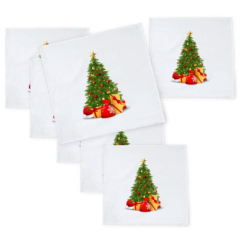 Khakee 6 Pcs Christmas Theme Silk Table Napkins 10x 10 for Xmas Decoration Christmas OrnamentsChristmas Giftxmas21348 - Image 1