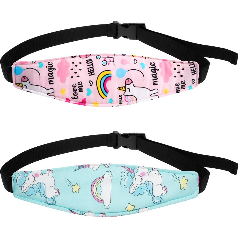 Hestya HESTYA 2 Pieces Baby Carseat Head Support Band Strap Headrest Stroller Seat Sleeping Headrest Neck Relief Head Strap Headband for Kids Children Toddler InfantUnicorns and Dinosaurs