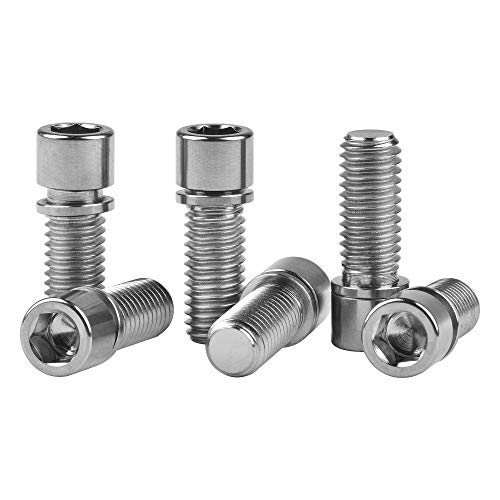 Wanyifa M8 x 20mm Titanium Ti Bolt with Washer for BMX Bicycle Stem Pack of 6 (Normal Titanium) - Image 1